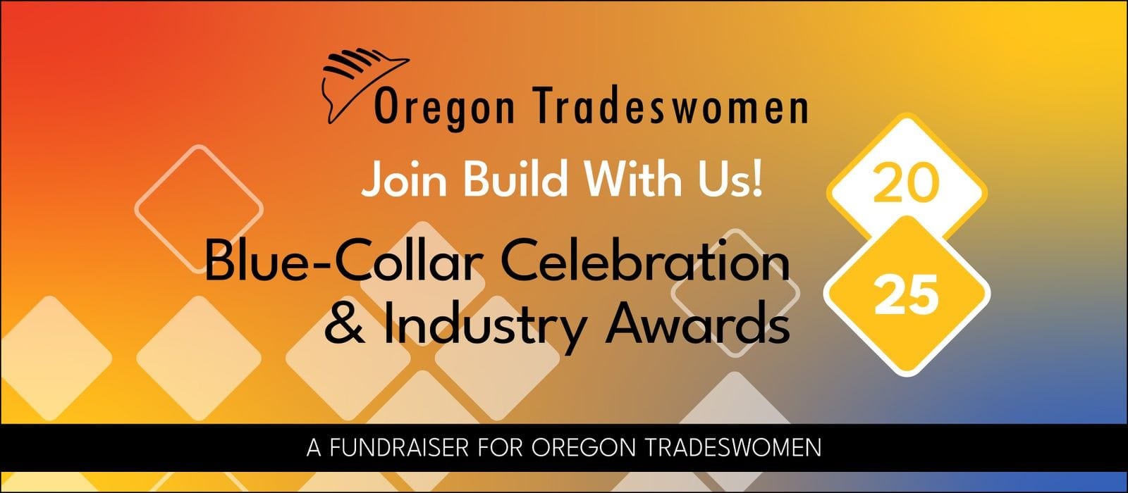 Oregon Tradeswomen Blue Collar Celebration and Industry Awards event graphic promoting diversity and inclusion in trades.
